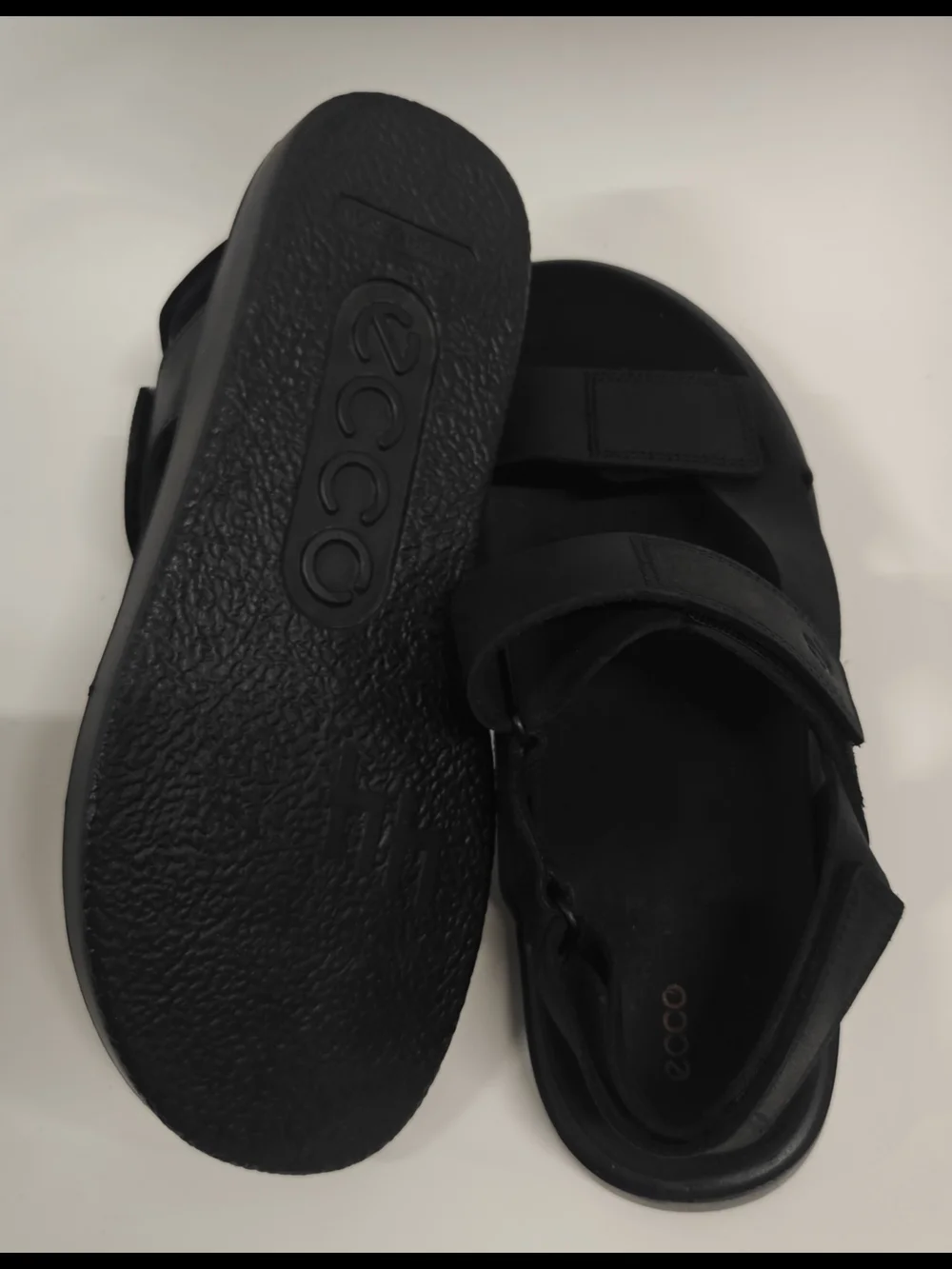 ECCO Flowt Men’s Black Leather Sandals EU 44 US 10–10.5 Comfort Slides